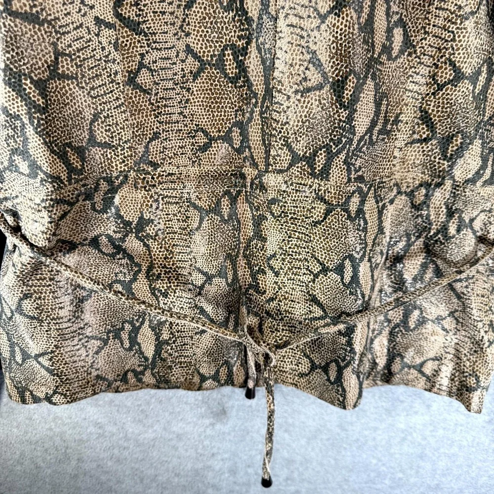 Vintage‎ Steve Madden Leather Jacket Womens Medium Brown Snake Print Full Zip